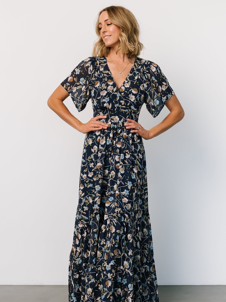 Baltic Born Katherine Maxi Dress | Dark Blue Floral Size S